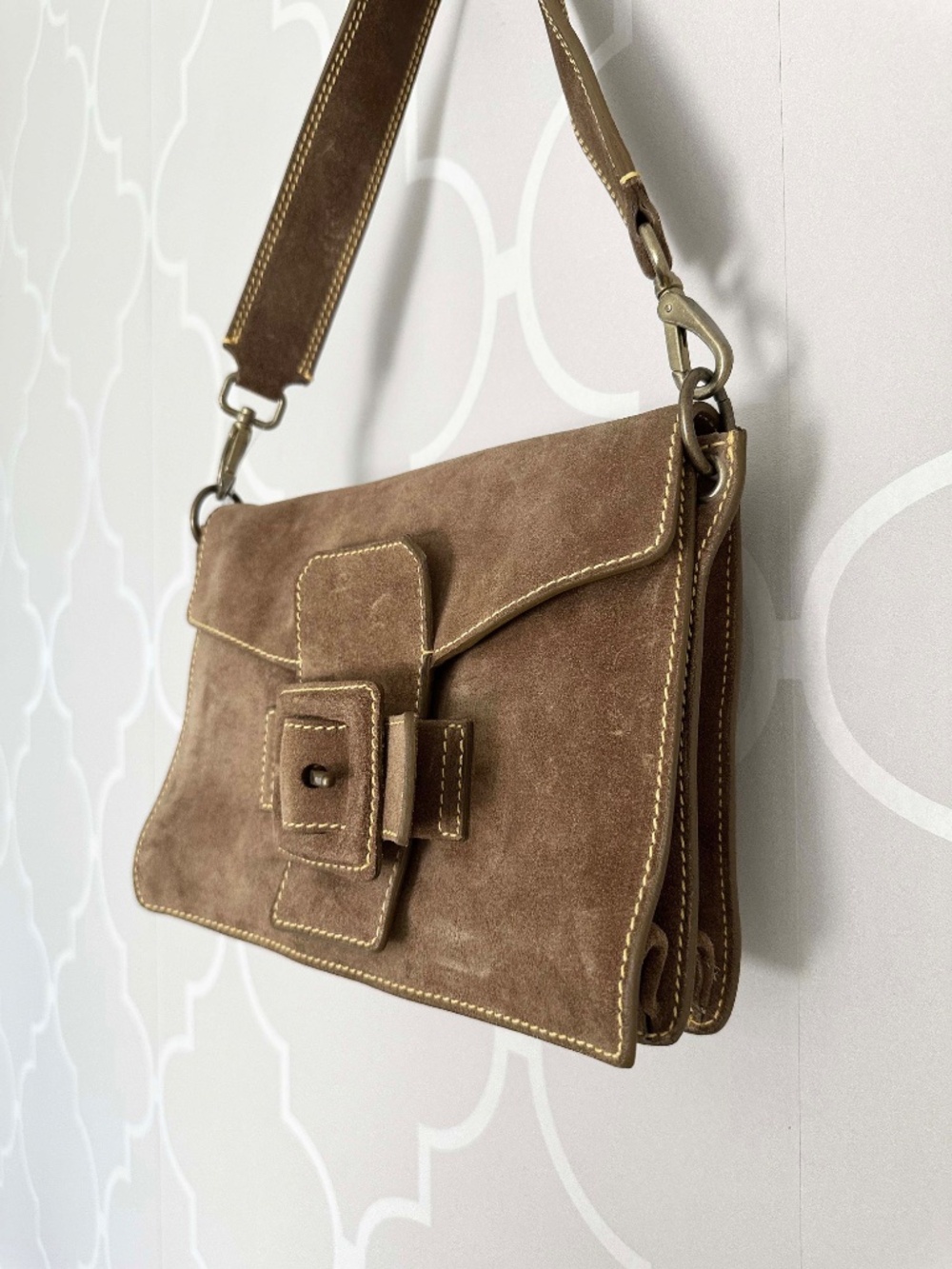 NWOT Vintage Miu Miu Brown Suede Buckle Shoulder Bag Y2K - Picture 5 of 14